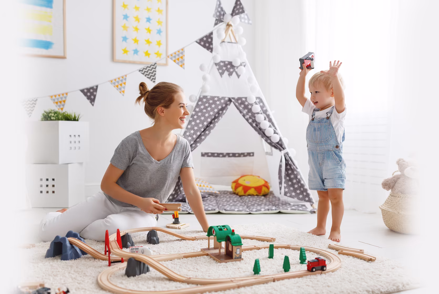 Sitter playing with child